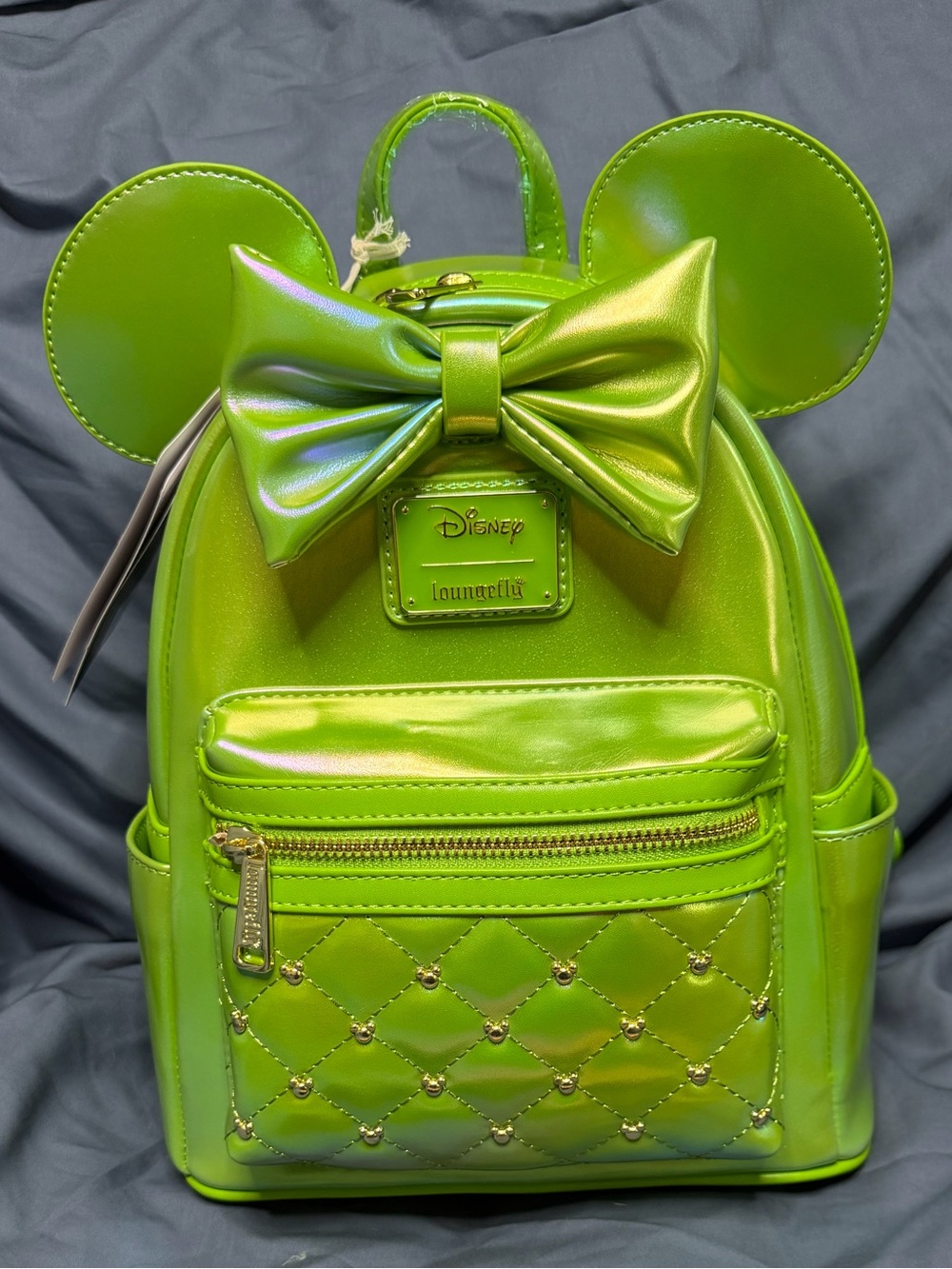 Loungefly NWT Minnie iridescent Lime Green Mini Backpack